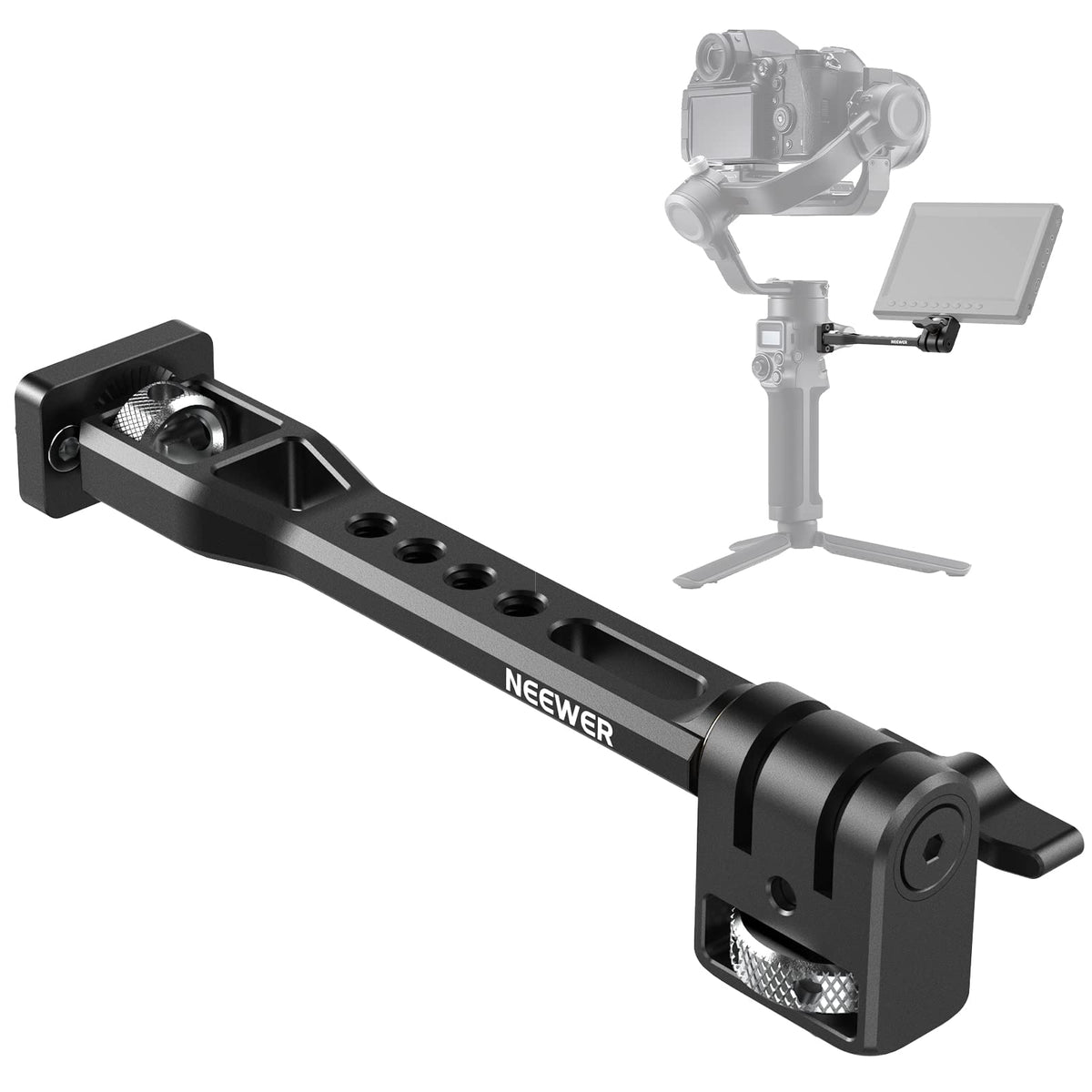 NEEWER Soporte Ajustable Monitor Campo, Soporte Giratorio 360° para Monitor Cámara con Rosca 1/4, Compatible con dji RS4 Pro RS3 RS2 RSC2 ZHIYUN Crane 2S Crane 3 3S WEEBILL-S MOZA Gimbals, GA005