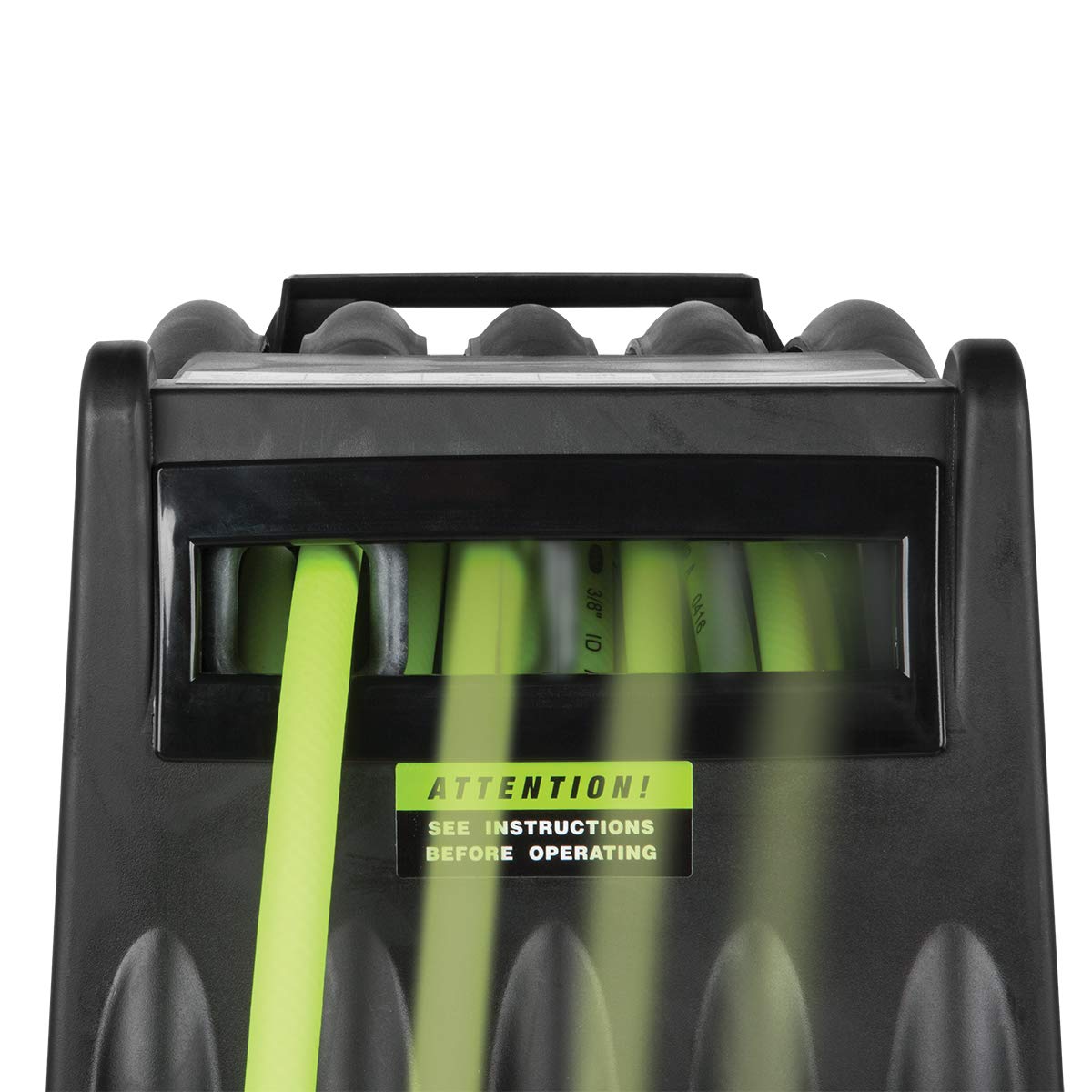 Flexzilla Pro Levelwind - Carrete de manguera de aire retráctil, 3/8 pulgadas. x 50 pies, resistente, ligero, híbrido, ZillaGreen - L8305FZ