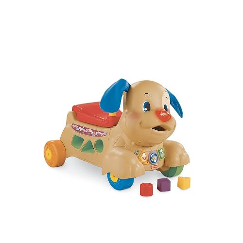 Fisher-Price Ríe y Aprende Andadera Perrito Camina Conmigo 9+ Meses | Más de 50 canciones, melodías y frases; convertible a montable, con luces