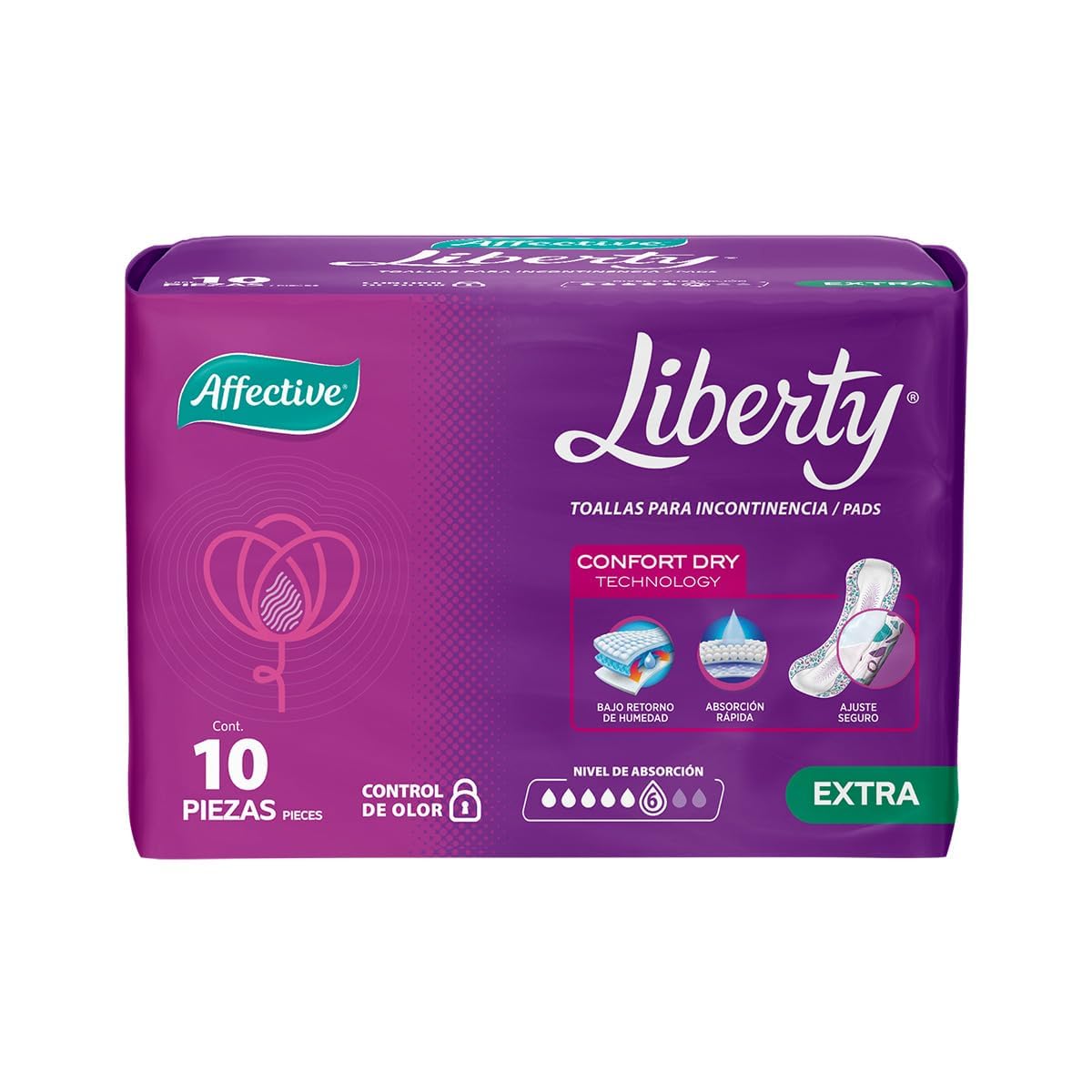 Affective Liberty Extra Toallas para Incontinencia Femenina, Talla Extra, 120 Piezas