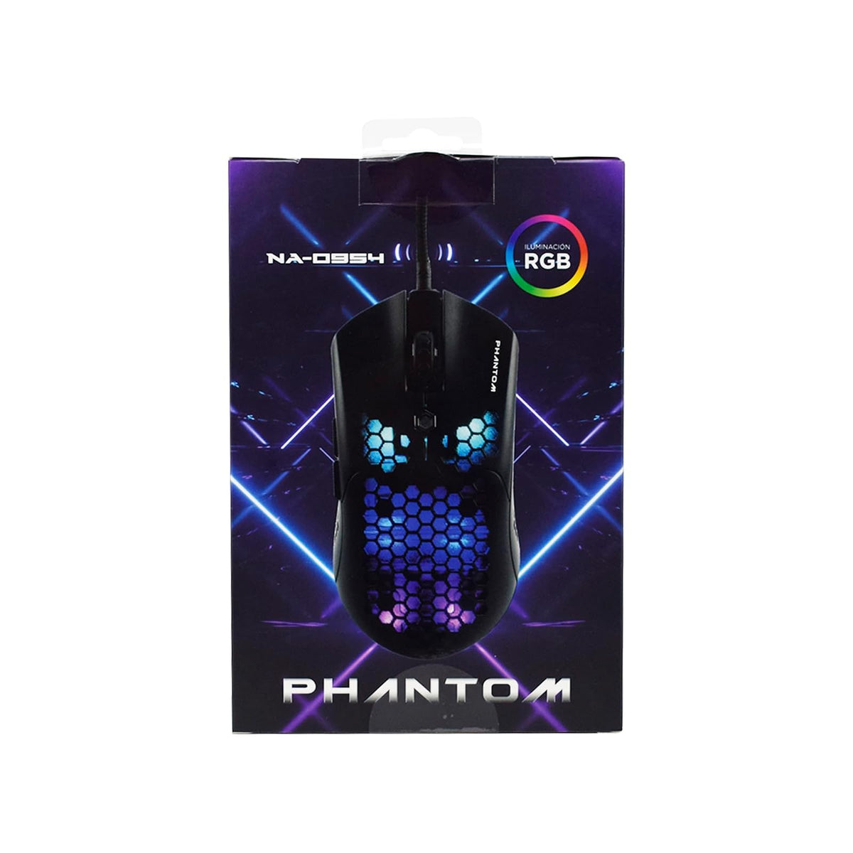 Gaming Naceb Mouse Gamer Phantom NA-0954 RGB con Cable USB - Mouse dpi Ajustable hasta 10000 para PC Gaming con 6 Botones Programables - Negro