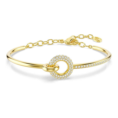 pulsera Swarovski Dextera, corte redondo, blanco, oro tSwarovski chapado en uno