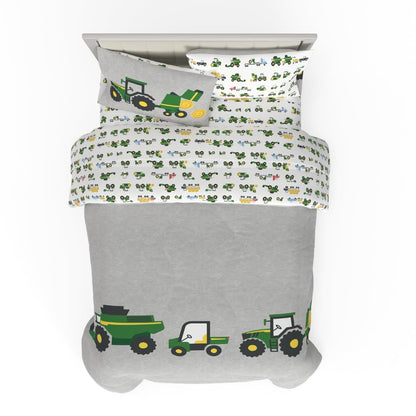Franco Garfield Juego de Ropa de Cama Reversible, 5 Piezas - 4 Piece Twin Size - Verde - John Deere