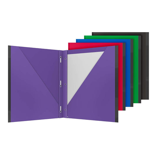 Oxford 2 Pocket Folders with Prongs, Sturdy Plastic Portfolios, Anti-Tear Edges, Letter Size, Purple, Red, Blue, Green, Black, 5 Pack (89117)