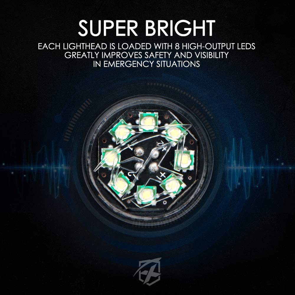 Xprite - Kit de luces LED estroboscópicas escondidas de emergencia, advertencia de peligro, luz intermitente para rejilla, faros traseros, montaje en superficie, vehículos de construcción, camiones,