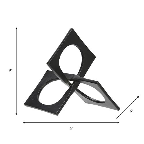 Sagebrook Home Escultura geométrica metálica de decoración Moderna para el hogar y la Oficina Detalle Abstracto de Mesa para Sala de Estar Dormitorio o Escritorio 9 x 9 x 6 Pulgadas Negra