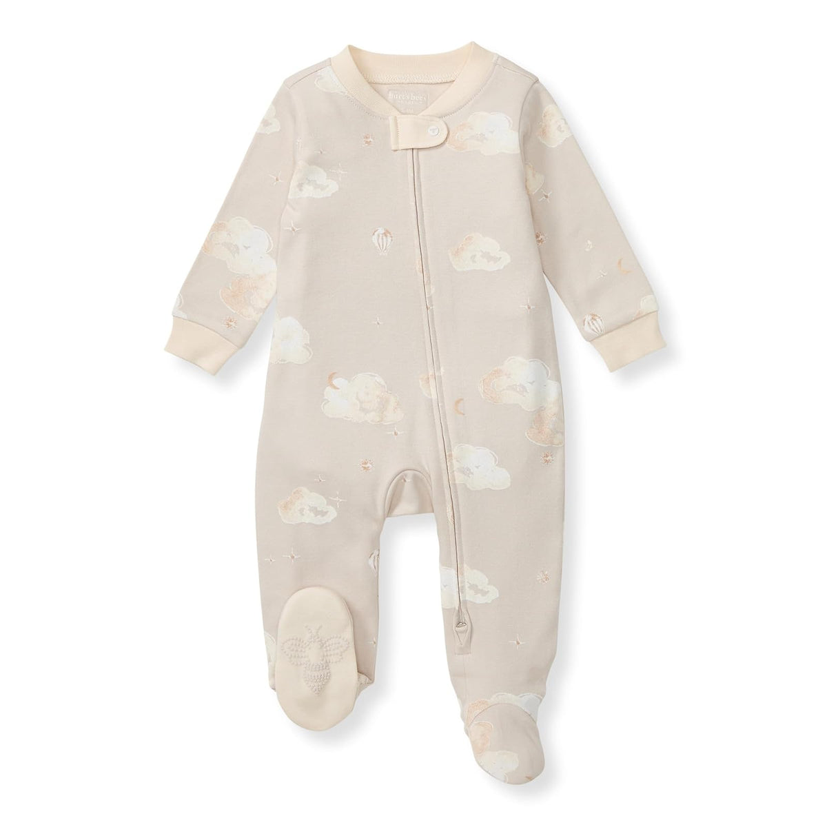 Burt's Bees Baby Pijama Enteriza con Cierre Frontal, 100% Algodón Orgánico - 0-3 Meses - Good Night Sky