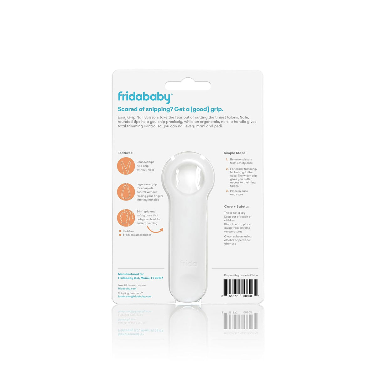 Tijeras de uñas de fácil agarre por Frida Baby Grooming Essentials seguras para uñas recién nacidas