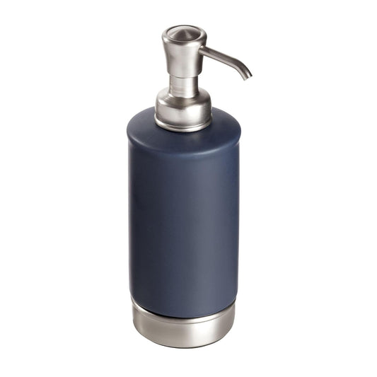 iDesign - Dispensador de jabón para baño o Cambiador, sostiene jabón de Manos o Platos, Azul Marino Mate/níquel Cepillado