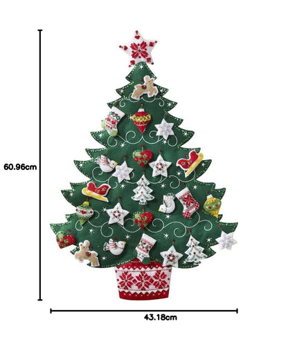 Bucilla Kit de calendario de Adviento con apliques de fieltro, 17 x 24 pulgadas, árbol nórdico