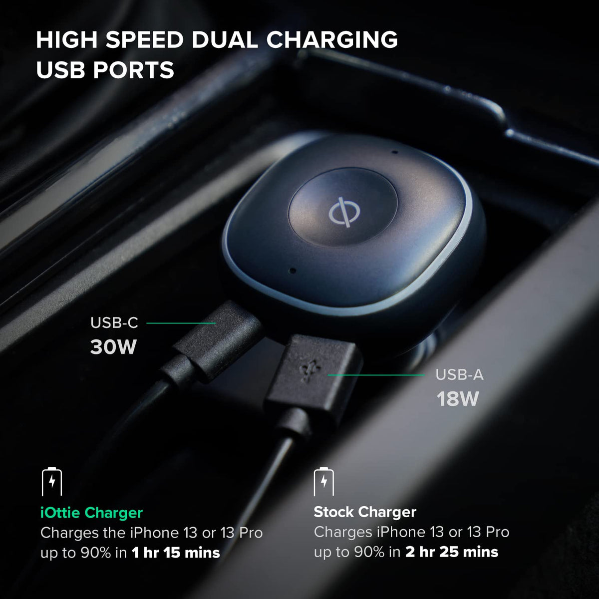 iOttie Aivo Boost - Cargador de Automóvil Integrado en Alexa, USB-C PD/USB-A QC, se Adapta a Dispositivos Apple, Android, Google