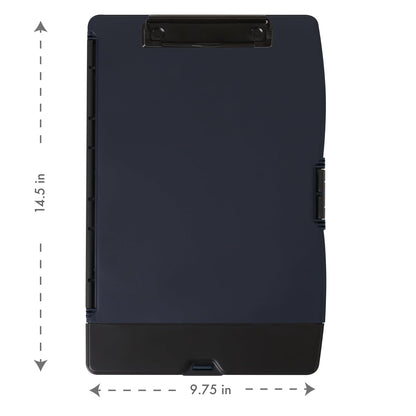 Dexas Folio Clipcase Portapapeles de almacenamiento profesional con compartimento de almacenamiento para bolígrafos, 9.75 x 14.75 pulgadas, A4, índigo. Ideal para profesores, enfermeras, entrenadores,