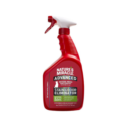 Nature's Miracle - Advanced removedor de Manchas y olores para Gato, Spray para Suciedad severa, fórmula enzimática, 32 oz