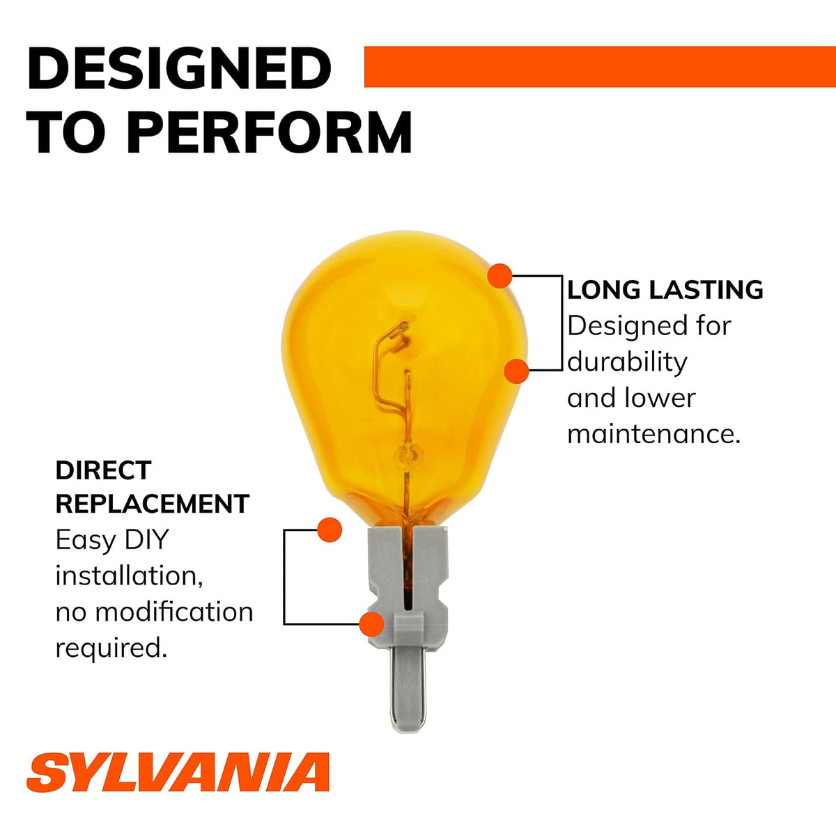 SYLVANIA - 4157NA Miniatura de larga vida - foco ámbar, ideal para estacionamiento, marcador lateral y aplicaciones de señal de giro (contiene 2 bombillas)