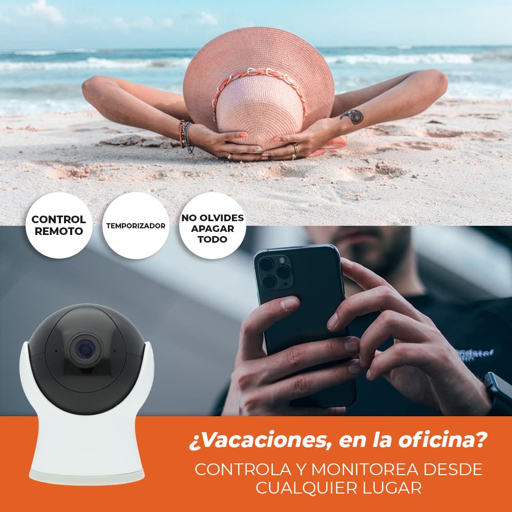 Tecnolite Connect - Cámara de Monitoreo Inteligente WiFi Interiores, Altavoz y Micrófono, Visión Nocturna, Compatible con App móvil y Asistentes de voz