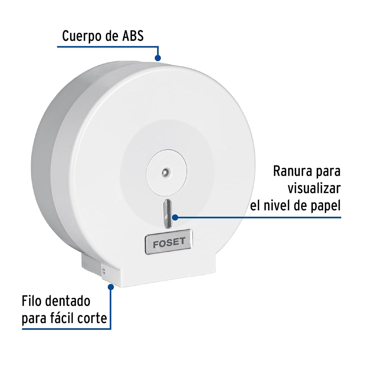 Foset Portarollo Junior de ABS, Blanco, Basic