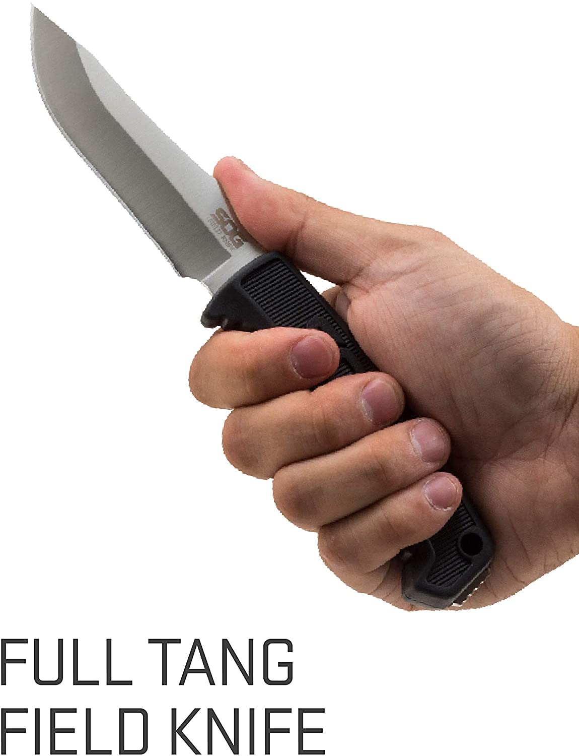 SOG - Cuchillo de supervivencia con vaina, cuchillo de campo de hoja fija, cuchillo táctico de 4 pulgadas y cuchillo de Bushcraft con hoja de cuchillo de caza de espiga completa (FK1001-CP)
