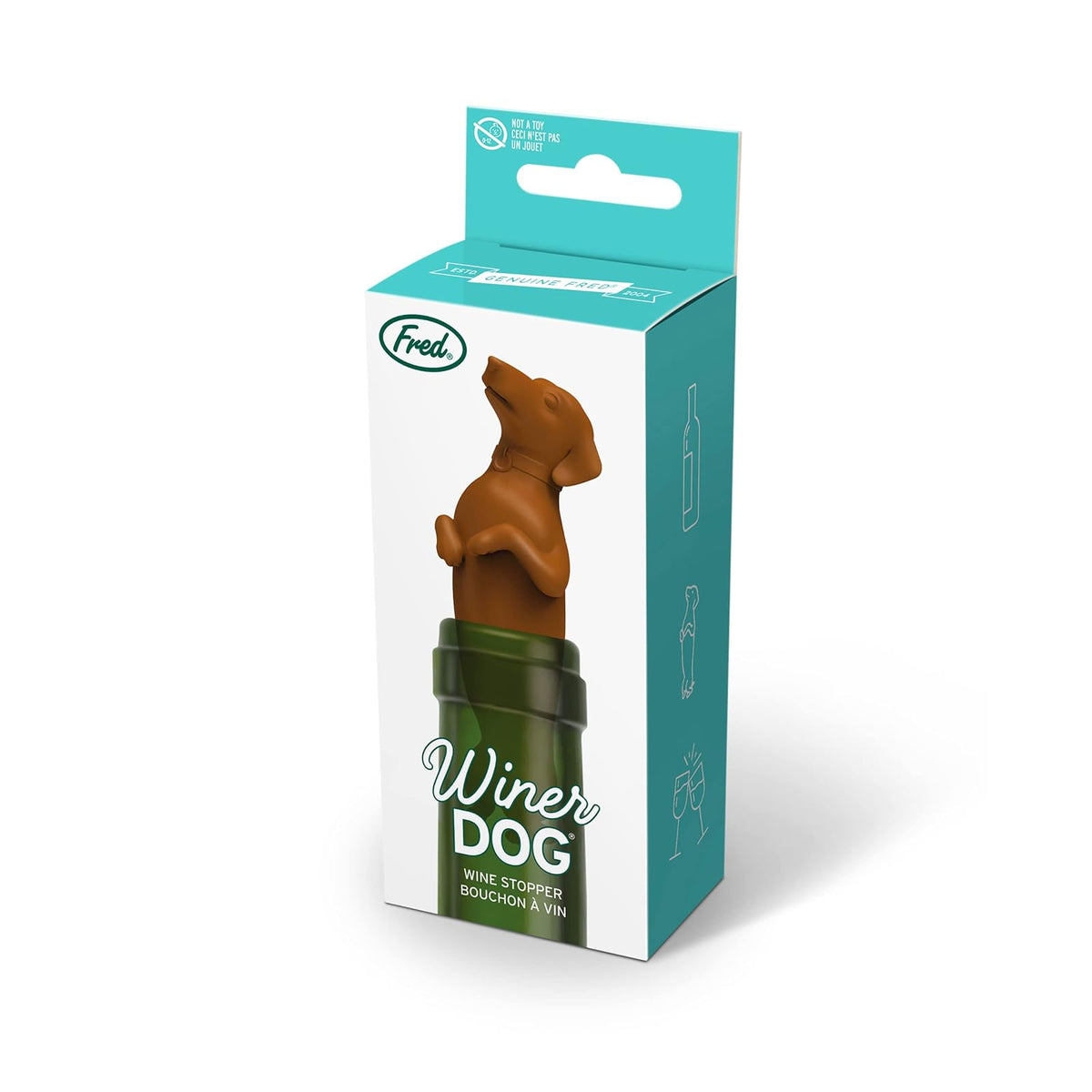 Fred Winer Tapón Para Botella De Perro | Café, 3 pulgadas de alto, silicona grado alimenticio