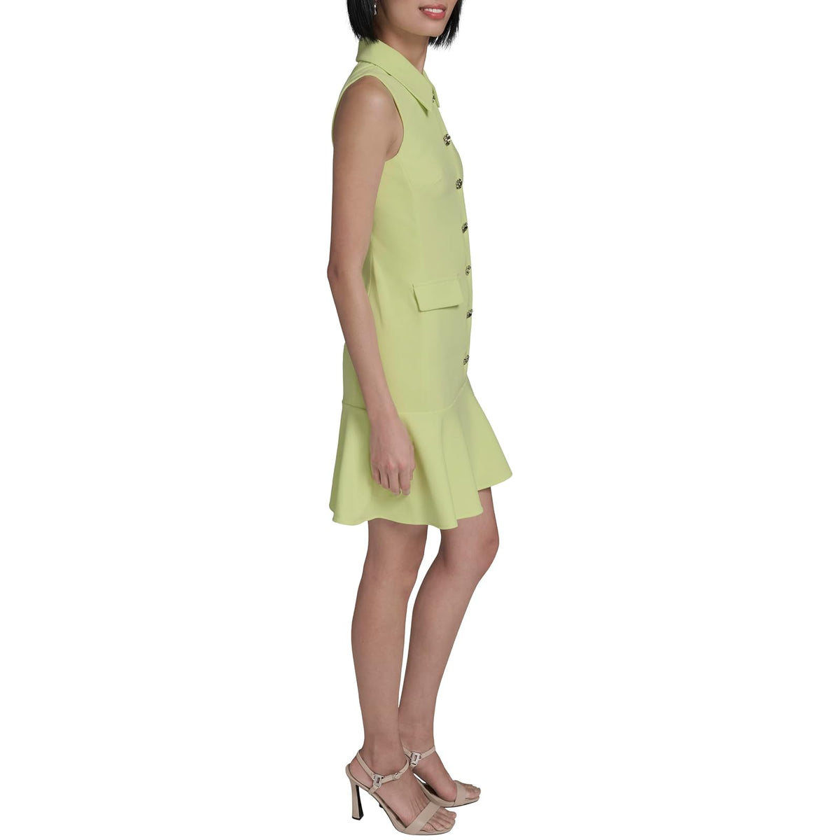 KARL LAGERFELD Collared Sleeveless Above The Knee Sheath Dress Vestido Mujer