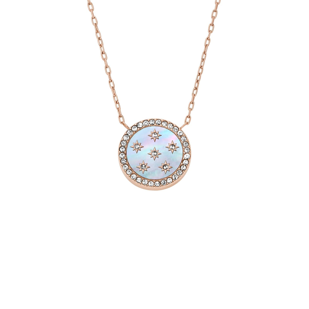 Collar Fossil JF04936791 Merrit de acero inoxidable en tono oro rosa para mujer