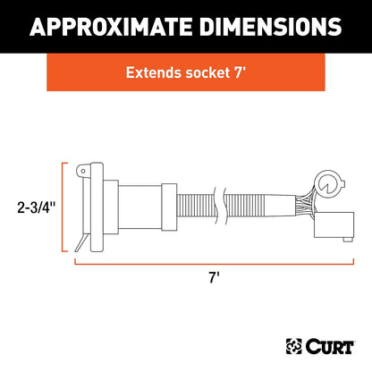 CURT 56070 Extensión de Arnés de Cableado para Remolque de 7 Pies, 7 Pines, Negro