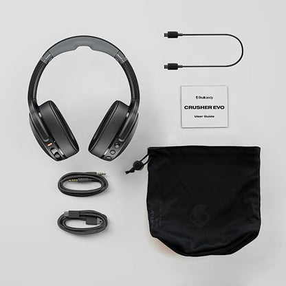 Skullcandy Crusher EVO Wireless Multi-Sensory Bass Headphones - Bone | Bluetooth, Noise Isolating Over-Ear Fit, 40 Hours Battery, Microphone, Working Out, Gym, Travel, Studying, Music