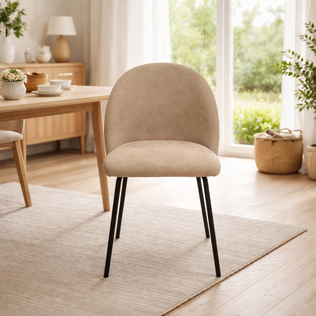 TUGOW Silla para Comedor Super Soft Tapizada con Tela Color Gris Topo - Madera Industrializada, Metal y Tela