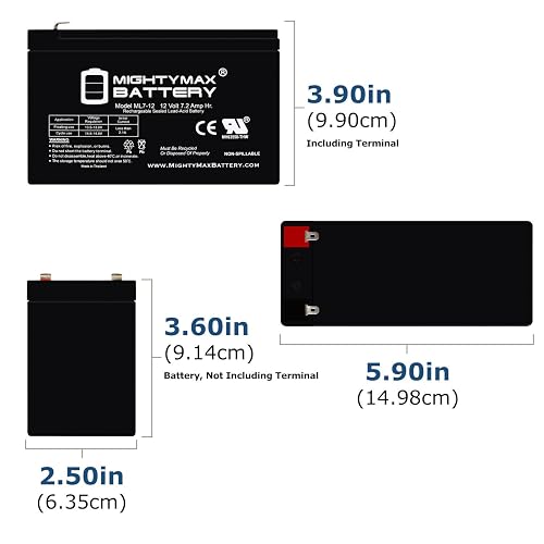 Mighty Max Battery ML7-12 - 12 Volt 7.2 AH SLA Battery Producto de la Marca, Negro
