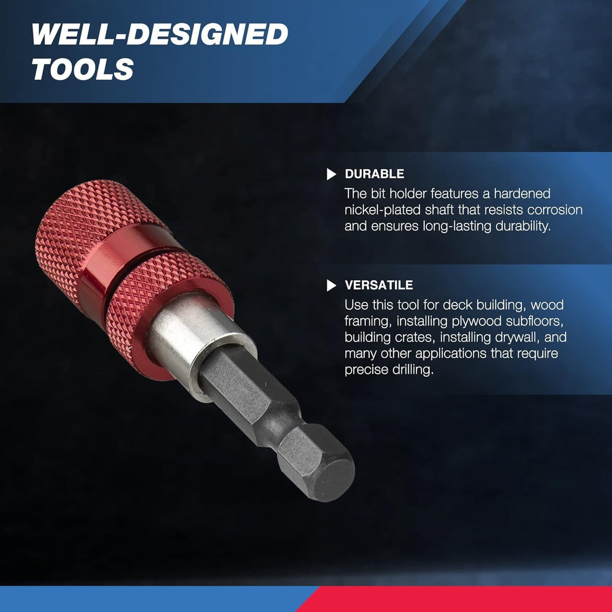 Neiko® 00238A Destornillador Portabrocas Ajustable con Punta Magnética y Eje ionizado en Níquel Endurecido, Incluye brocas de 2.0, 2.5, 3.0 mm