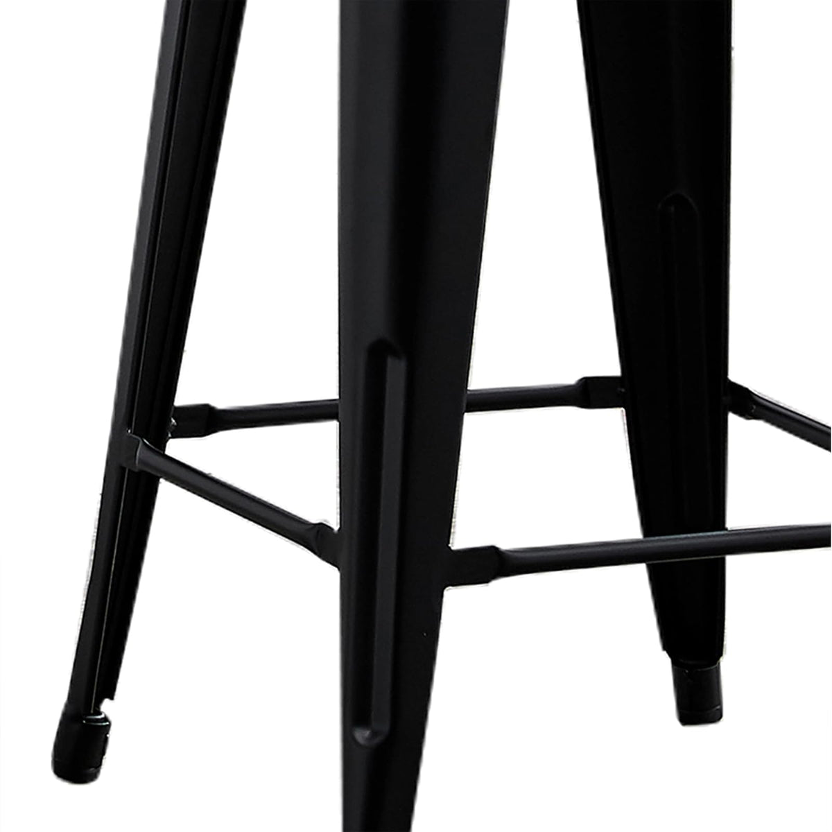 AC Pacific Modern Backless Light Weight Industrial Metal Barstool 4 Leg Design, 24" Seat Bar Stools (Set of 2), Matte Black Finish