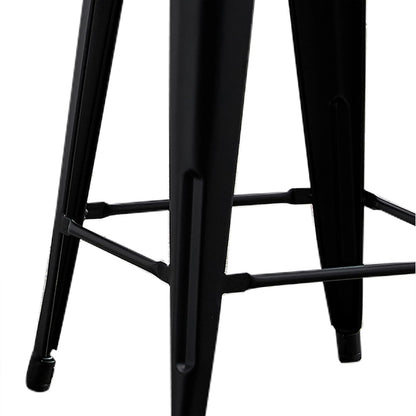 AC Pacific Modern Backless Light Weight Industrial Metal Barstool 4 Leg Design, 24" Seat Bar Stools (Set of 2), Matte Black Finish