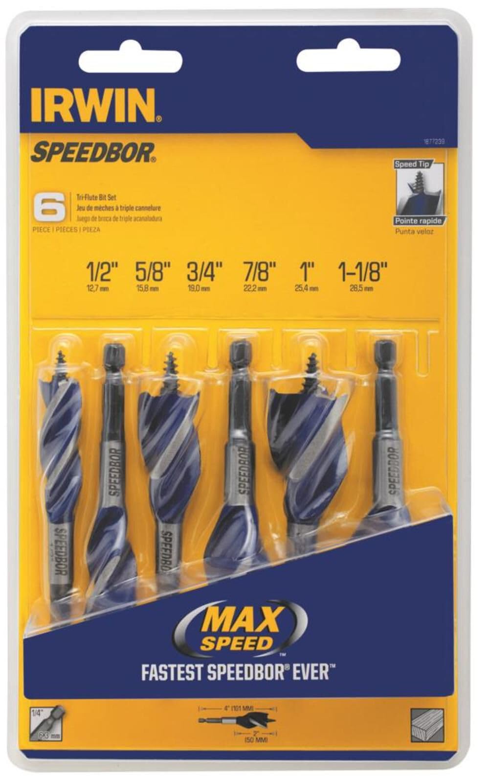 IRWIN SPEEDBOR Set de Brocas para Madera 4 Pulgada 6 Piezas 1877239 | 6 piezas