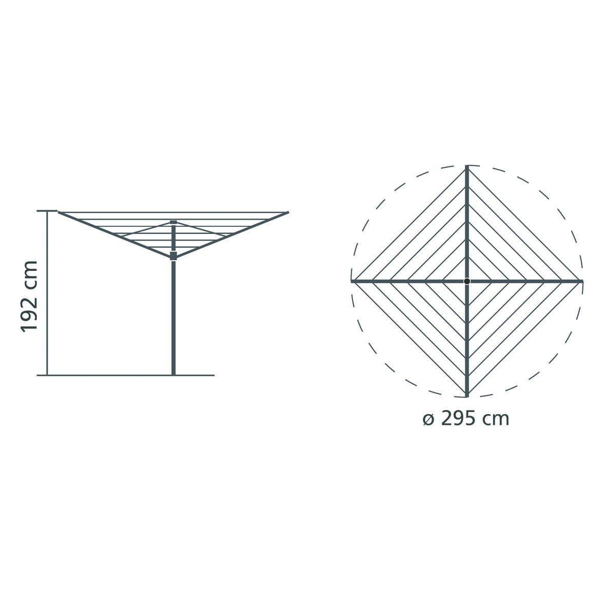 BRABANTIA | Tendedero Giratorio para Exterior Topspinner | Plateado | 5,000 cm de Secado | Incluye Anclaje al Suelo