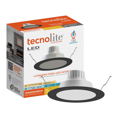 Tecnolite - Lámpara Empotrable de Techo Downlight LED 10 W, Luz Blanca Ajustable, Atenuable, Multivoltaje