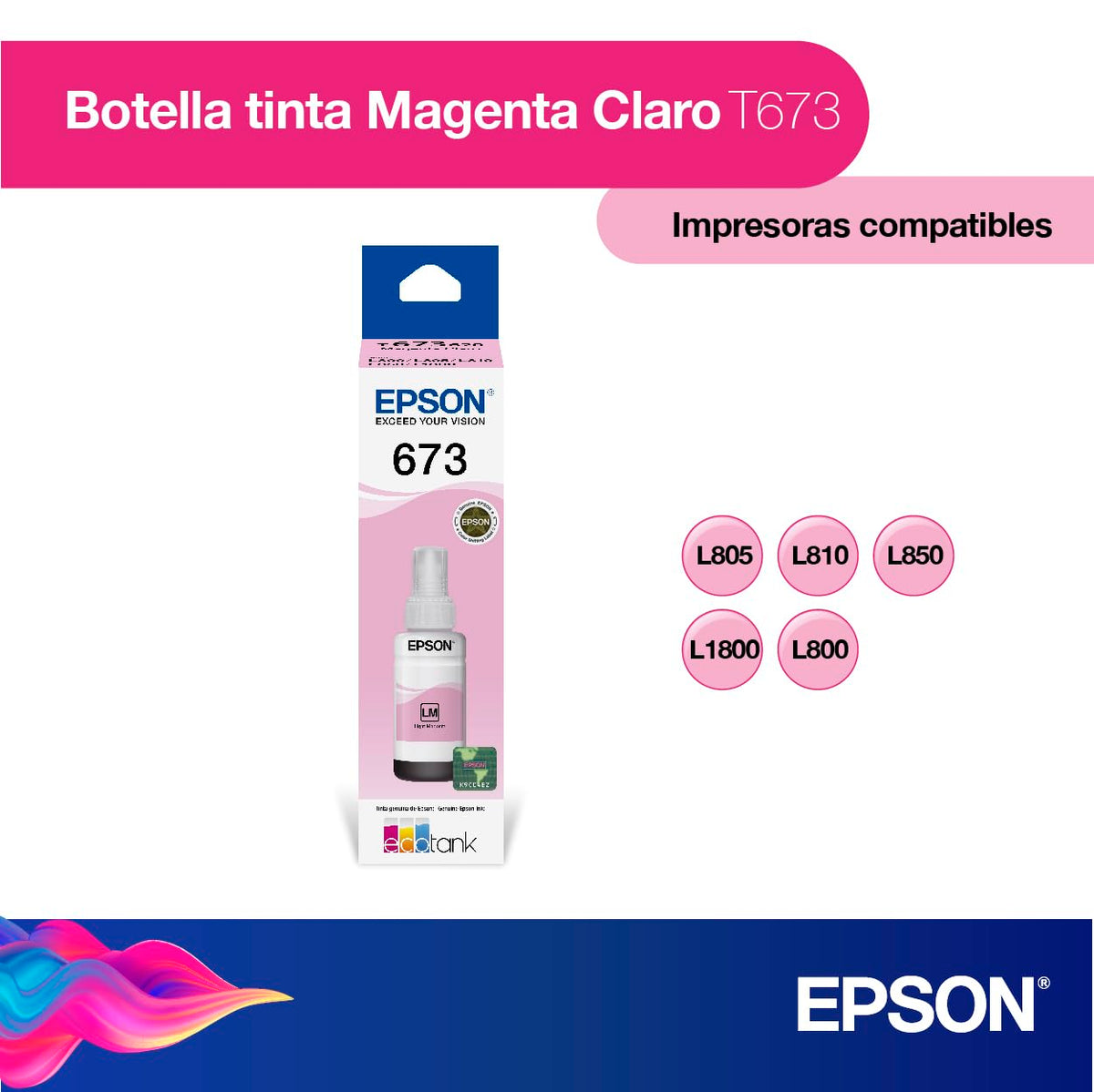 Epson Cartucho de Tinta color Magenta light para L800/L1800, T673620