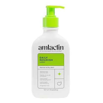AmLactin - Loción corporal hidratante diaria, hidrata al instante, alivia la rugosidad, potente terapia alfa-hidroxi exfolia suavemente, suaviza la piel áspera y seca, libre de parabeno, 7.9 oz., paquete de 1