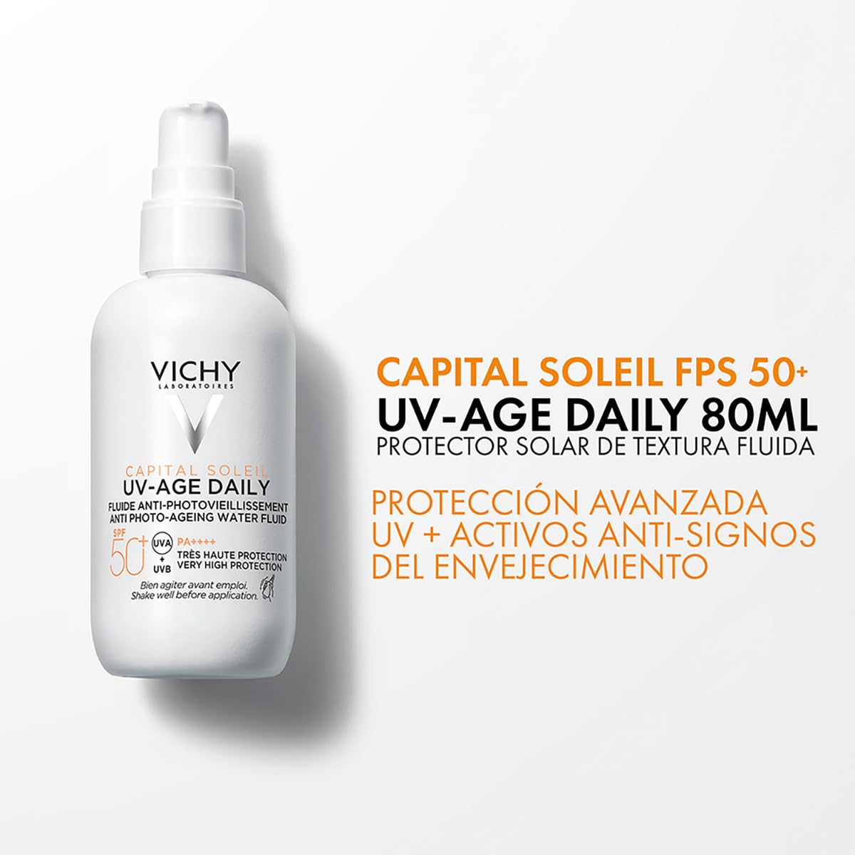 Vichy Capital Soleil UV-Age Daily FPS50+ Protector Solar Facial Uso Diario, 80 ml