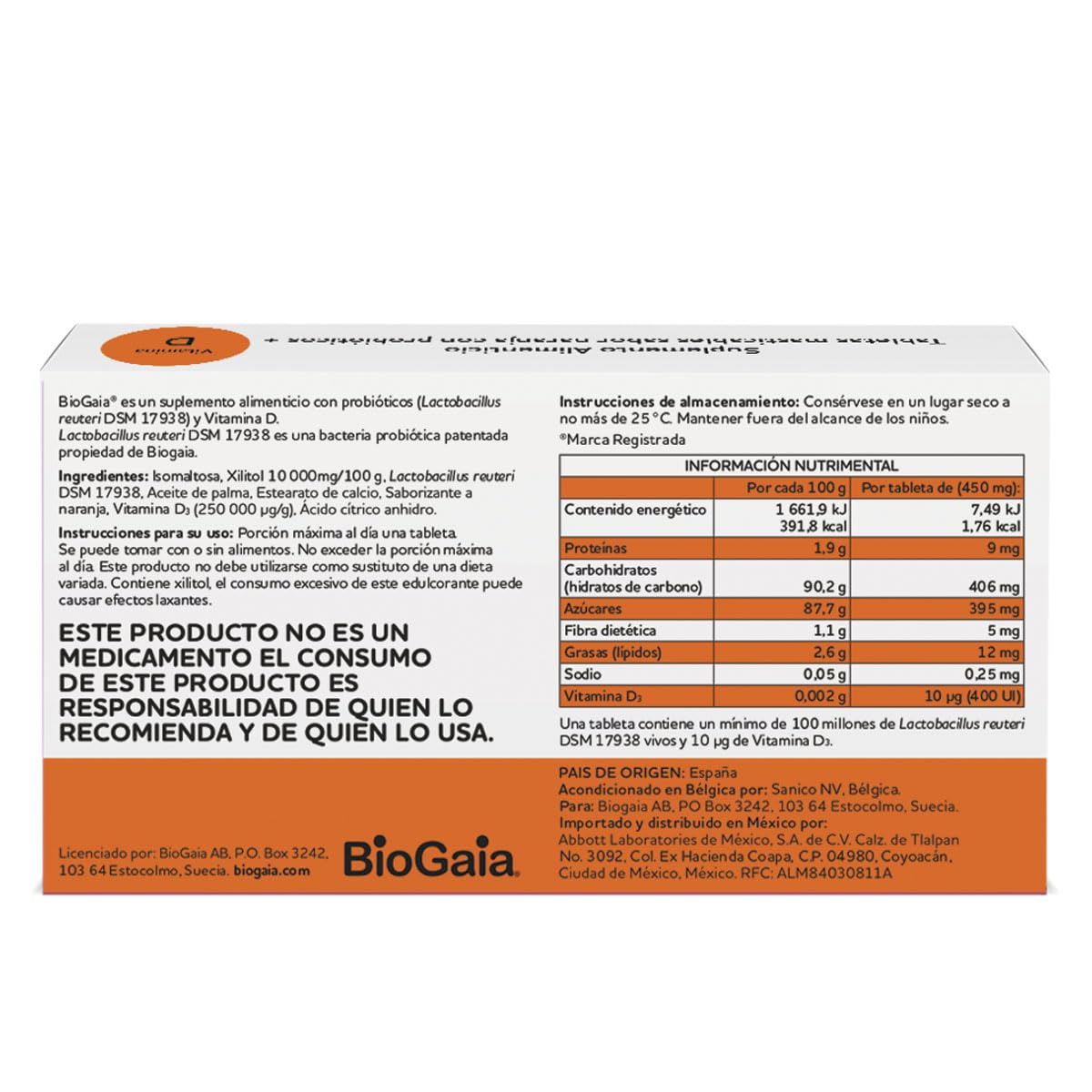 BioGaia Probióticos + Vitamina D C/30 Tabletas