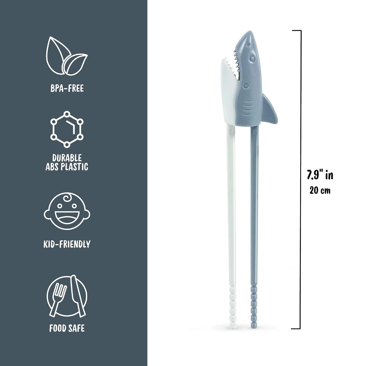 Fred MUNCHTIME - Palillos chinos, Tiburón, 1 | Palillos de entrenamiento con bisagras, plástico ABS apto para alimentos, diseño de tiburón picador, apto para comedores