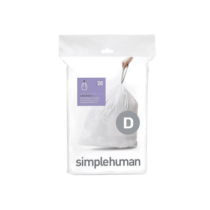 Simplehuman CW0163 Simplehuman Code D 20L, Custom Fit Bin Liners, 20 bags,