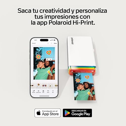 Polaroid Hi-Print 2nd Generation - Impresora portátil 2x3 conectada Bluetooth, Impresora de sublimación, Color Negro