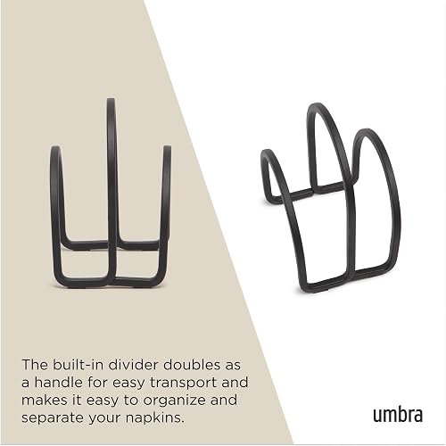 Umbra Squire Servilletero, Negro | Divisor integrado, funciona como asa, parece hierro fundido, fácil de transportar, se adapta a servilletas de cena