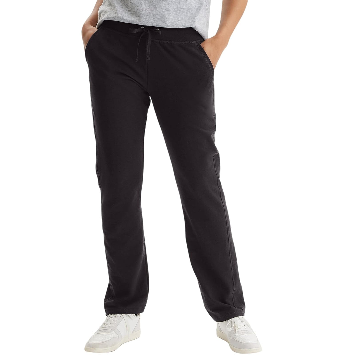 Hanes French Terry Pantalón Deportivo Mujer - Negro - - XL