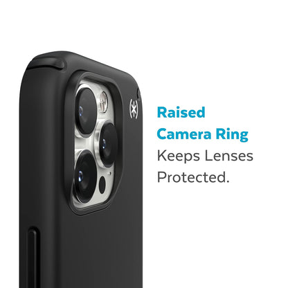 Speck Presidio2 Pro Funda Compatible con iPhone 14 Pro MAX, Protección Caídas 4m, Bisel Elevado, Protección Antimicrobiana - Negro/Blanco