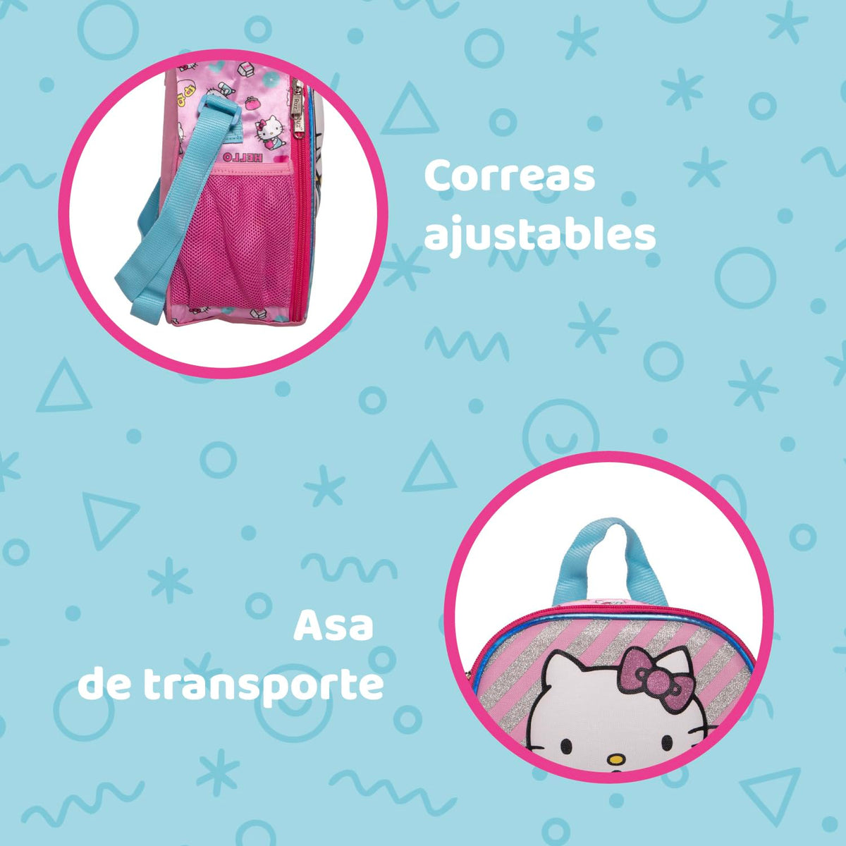 Ruz Lonchera Infantil y Preescolar | Hello Kitty | 100% Poliéster Capacidad 3 Litros | Bolso de Poliéster para Niños con Forro Interno y Cierre de Cremallera | Recomendado desde 3 años