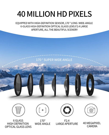 Auvce Cámara Deportiva 400 4k 60FPS, 8M Cámara Deportiva con Pantalla Táctil Resistente al Agua 40m Cámara Subacuática WiFi Webcam Videocámara （con Tarjeta de Memoria de 32G）