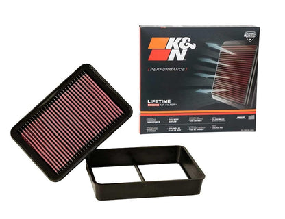 K&N 33-2392 Filtro de Aire de Panel Plano, Rojo Brezo | Compatible con Mitubishi 2006-2017 (Lancer, VIII, Evolution, Raliart, Outlander, ASX) (ver descripción del producto)