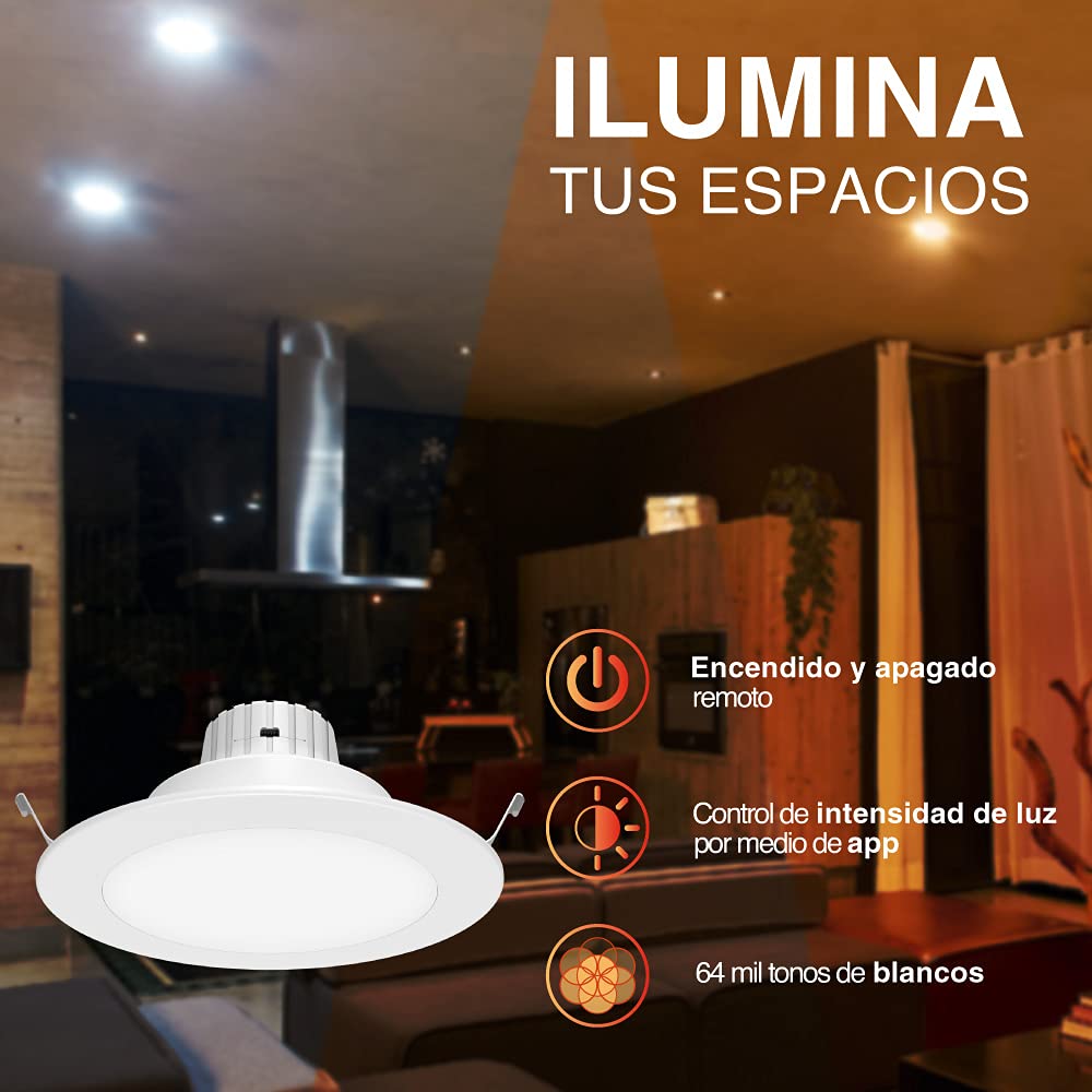 Tecnolite Connect Lámpara de Techo LED Inteligente con Wifi, Tecnolite Connect, Modelo 09YDLED432MVBTCW, Luz Cálida, Contenido: 1 Lámpara de Techo, Terminado Blanco