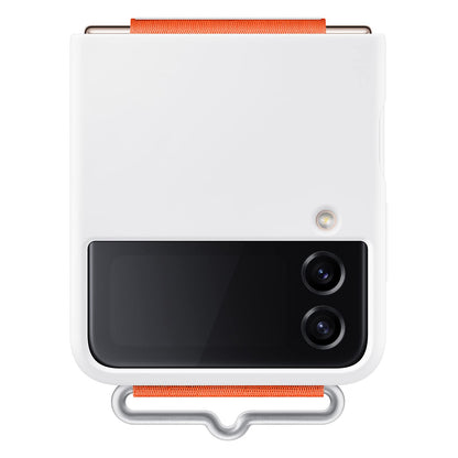 Samsung Galaxy Flip 4 Silicone Cover with Strap White