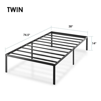 Best Price - Colchón de Plataforma de Metal de 14 Pulgadas con Base de colchón de Listones de Acero Resistente (no Necesita somier), Color Negro